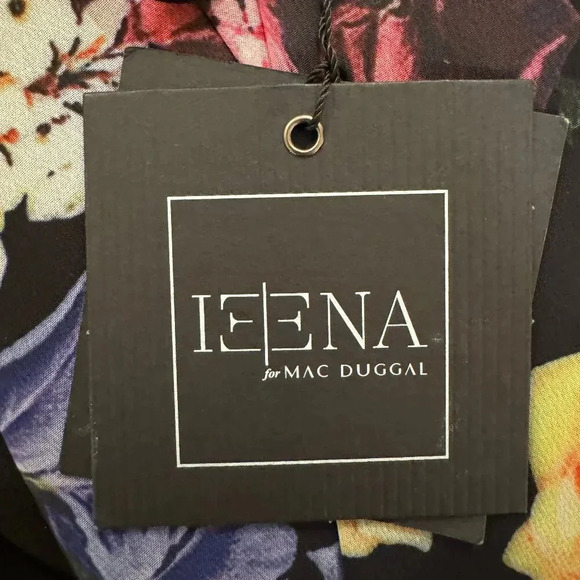 NWT Ieena for Mac Duggal Floral Illusion Puff Sleeve V-Neck Fitted Mini Dress - Picture 12 of 14